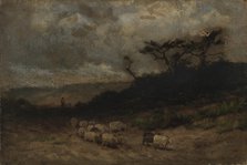 Untitled (shepherd with sheep), 1877. Creator: Edward Mitchell Bannister.