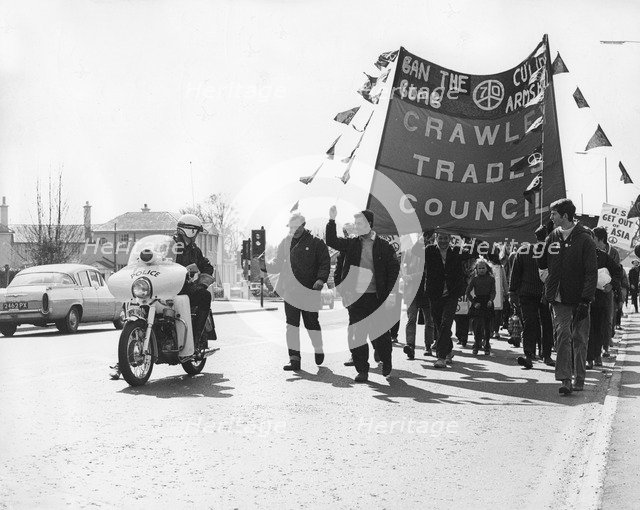 CND demo, Horley, Surrey, c1969.