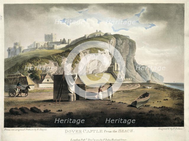 'Dover Castle from the Beach', Dover, Kent, 1801. Creator: Francis Jukes.