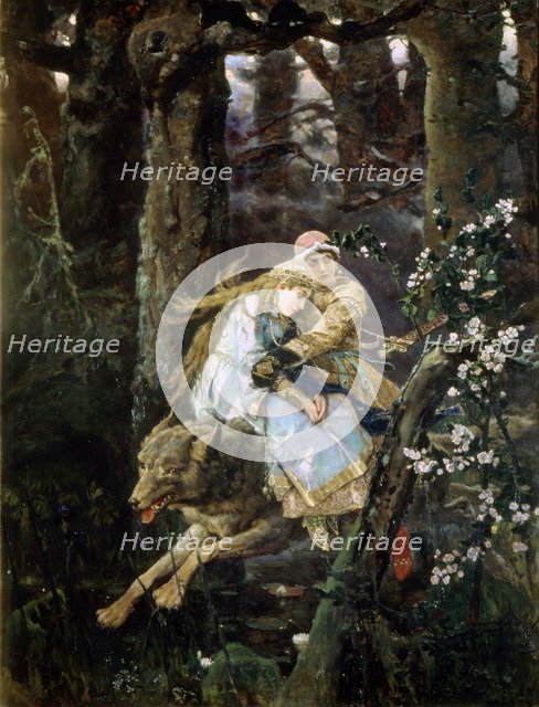 'Tsarevich Ivan Riding the Grey Wolf', 1889. Artist: Viktor Mihajlovic Vasnecov