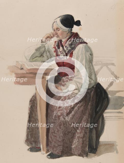 Woman in church dress, Ljusdahl, 1840.  Creator: Vilhelm Wallander.