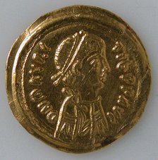 Tremissis of Justin Il, Byzantine, 565-578. Creator: Unknown.