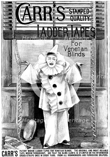 Advertisement for Carr's "Stamped Quality" Ladder Tapes for Venetian Blinds, 1895. Creator: Unknown.