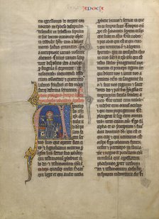 Initial A: Saint John Kneeling in Prayer before his Apocalyptic Vision of Christ..., about 1260-1270 Creator: Unknown.