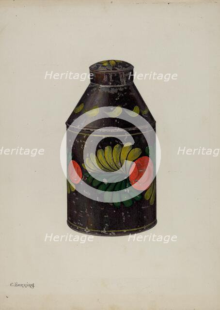 Toleware Tea Caddy, c. 1941. Creator: Charles Henning.