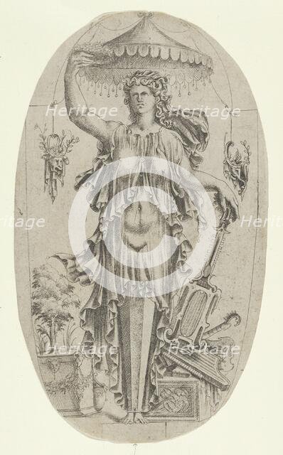 Term in the Form of a Woman with Musical Instrument, 1535-55. Creator: Jean Mignon.