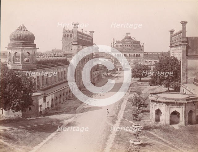 Rumi Darwaza and gateway of the Bara Imambara (left) with 'jawab' (Facsimilie Gatewa..., 1860s-70s. Creator: Unknown.
