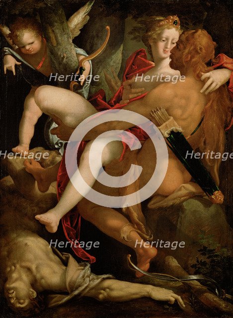 Hercules, Deianira and the Centaur Nessus, c. 1580. Artist: Spranger, Bartholomeus (1546-1611)