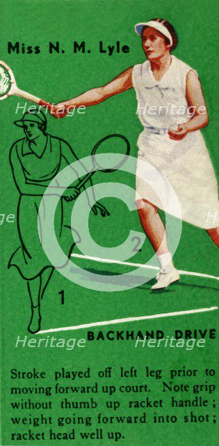 'Miss N. M. Lyle - Backhand Drive', c1935. Creator: Unknown.