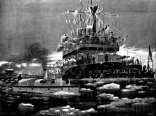 Frost, Snow, and Ice on the Medway: Sheerness Harbour after a blizzard, 1895. Creator: George Meisenbach.