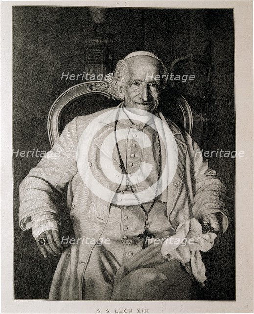 Leon XIII, Vincenzo Gioacchino Pecci (1810-1903), pope from 1878-1903, engraving in the 'Ilustrac…