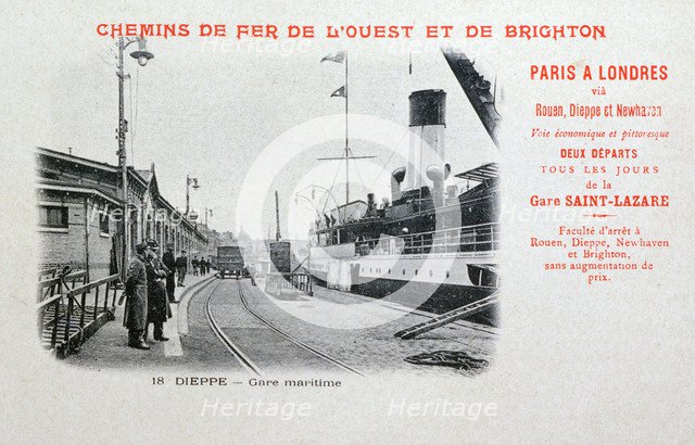 Harbour station, Dieppe, c1900. Artist: Unknown