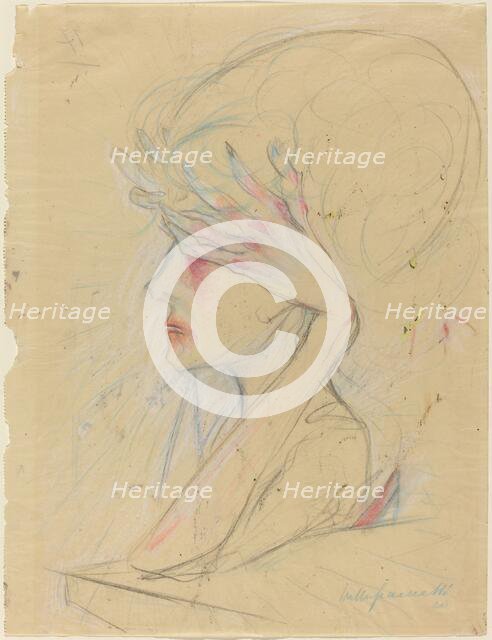 An Elegant Woman with Her Hands Covering Her Eyes, 1920. Creator: Walter Gramatté.