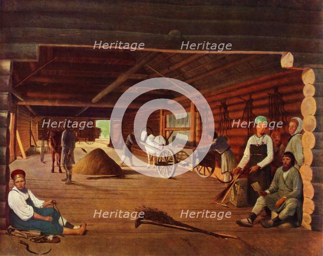 'Flailing the Grain', c1821, (1965). Creator: Aleksey Venetsianov.