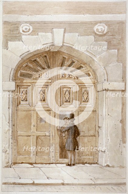 View of wooden gates dated 1631, at no 46 Lime Street, 1855. Artist: James Findlay