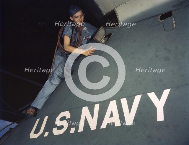 Lorena Craig is cowler under civil service at the Naval Air Base, Corpus Christi, Texas, 1942. Creator: Howard Hollem.