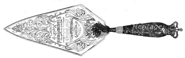 Trowel used by the Queen in laying the first stone of the new St. Thomas's Hospital, 1868. Creator: Unknown.