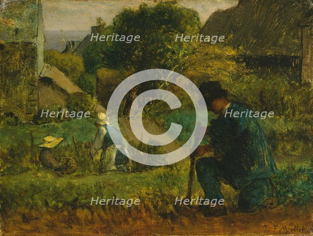 Garden Scene, 1854. Creator: Jean Francois Millet.