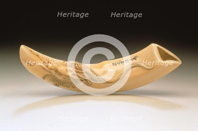 Dragon on Boar's Tusk, Early to mid-19th century. Creator: Tsuramitsu.