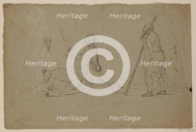 Composition Study of Three Shepherds, between 1832 and 1834. Creator: Thomas Cole.
