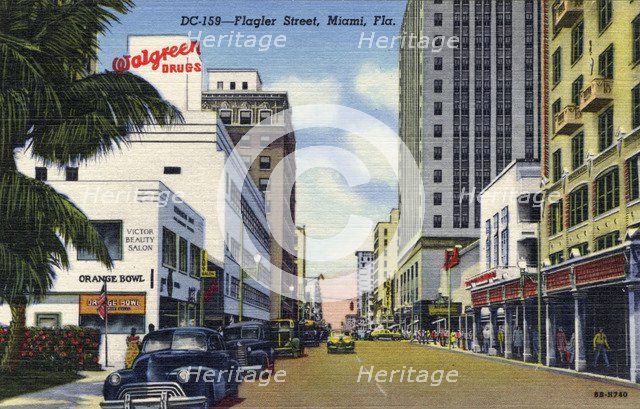Flagler Street, Miami, Florida, USA, 1948. Artist: Unknown
