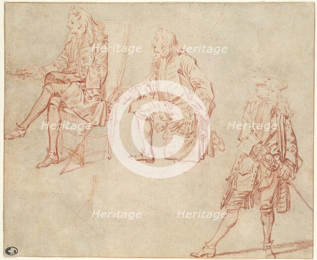 Three Studies of a Gentleman, 1710/11. Creator: Jean-Antoine Watteau.