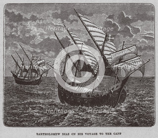 Bartholomew Diaz on his voyage to South Africa, 1878. Artist: Anonymous  