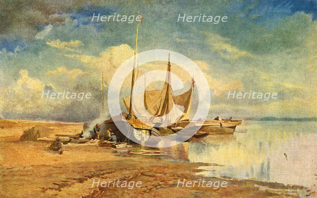 'Barges on the Volga', 1870, (1939). Creator: Fyodor Vasil'yev.