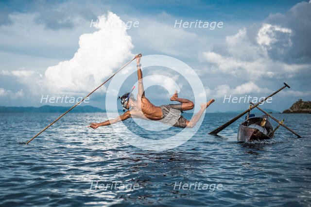 Disappearing fishing method by Moken. Creator: Dorte Verner.