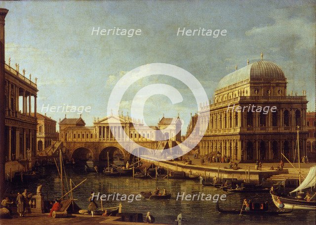 Capriccio with the Palladian architecture, 1757-1759. Artist: Canaletto (1697-1768)
