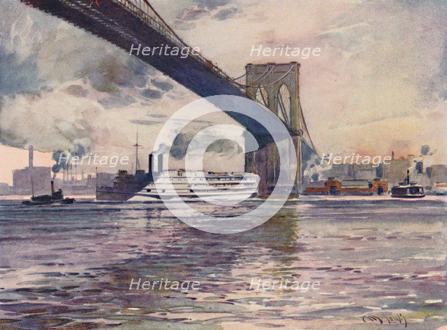 'Brooklyn Bridge, New York', 1916. Artist: Martin Lewis.