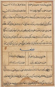 Page from Tales of a Parrot (Tuti-nama): text page, c. 1560. Creator: Unknown.