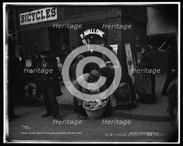 Italian bread peddlers, Mulberry St., New York, c1900. Creator: Byron Company.