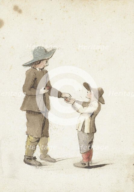 Boy gives an apple to a younger boy, 1645-1650. Creator: Gesina ter Borch.