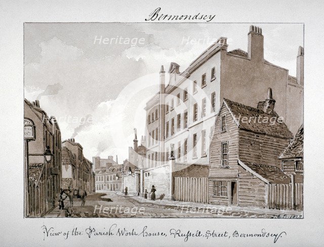 Parish Work House, Tanner Street, Bermondsey, London, 1828.                                       Artist: John Chessell Buckler