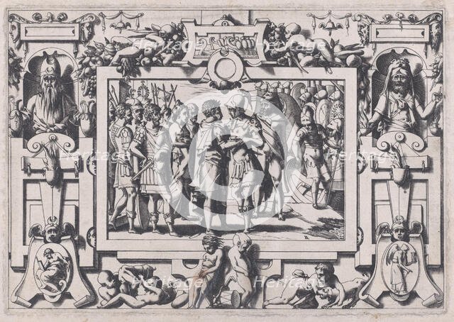 Jason Arrives at Colchis (Enfin parvint jusqu'en Colchis Jason...), 1563. Creator: Rene Boyvin.