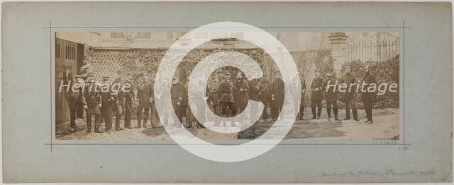 Panorama: group portrait of General Staff of a platoon, 1870. Creator: Andre-Adolphe-Eugene Disderi.