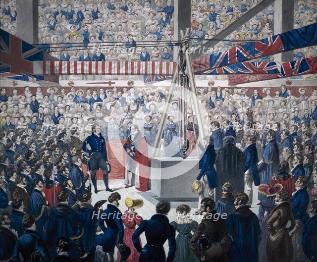 Laying of the foundation stone of new London Bridge on 15 June 1825. Artist: Unknown