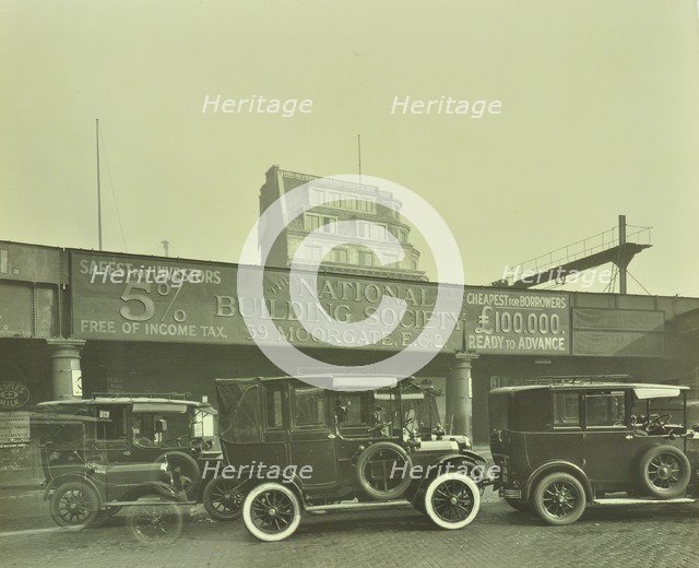 Cars parked outside London Bridge Station, 1931. Artist: Unknown.