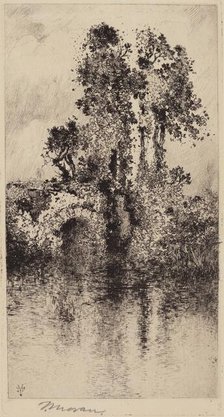 Bridge and Trees, 1878. Creator: Thomas Moran.
