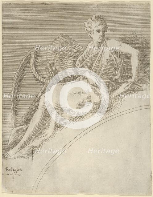 Terpsichore, from the series 'Twelve Muses and Goddesses', ca. 1542-45. Creator: Leon Davent.