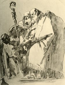 'A Bishop, two other Priests and a Deacon with the Ritual', c1740s, (1928). Artist: Giovanni Battista Tiepolo.