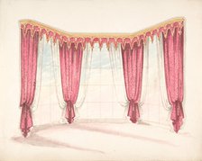 Design for Red Curtains with a Red and Gold Pelmet, early 19th century. Creator: Anon.