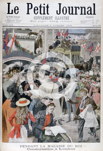 News of king Edwards VII's illness in London, 1902. Artist: Unknown