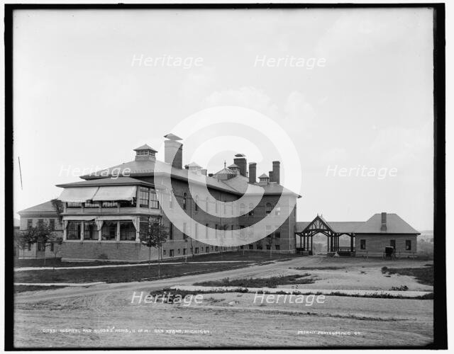 Hospital and nurses' home, U. of M., Ann Arbor, Michigan, between 1890 and 1901. Creator: Unknown.