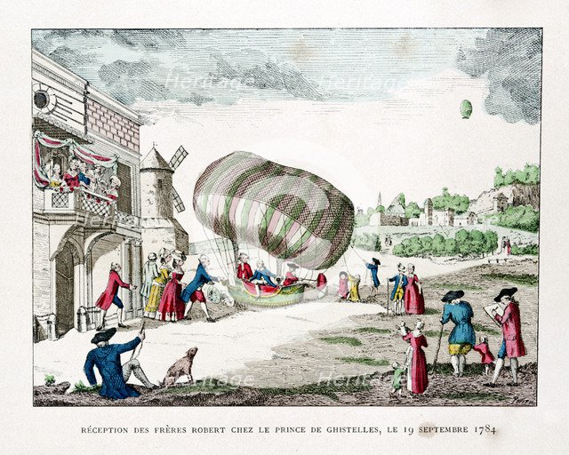 Reception of the Robert Brothers by the Prince of Ghistelles in 1784, (1887). Artist: Gaston Tissandier