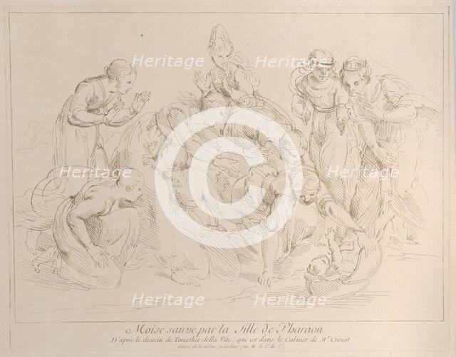 Moses saved by the Pharaoh's daughter, ca. 1729. Creator: Caylus, Anne-Claude-Philippe de.