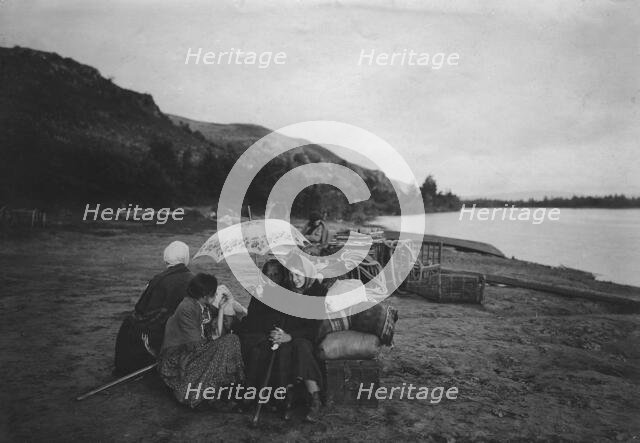 Waiting for the ship at the Bateni pier, 1900. Creator: Unknown.