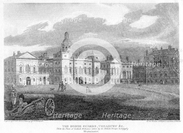 Horse Guards and the Treasury, Whitehall, Westminster, London, 1810.Artist: G Cooke