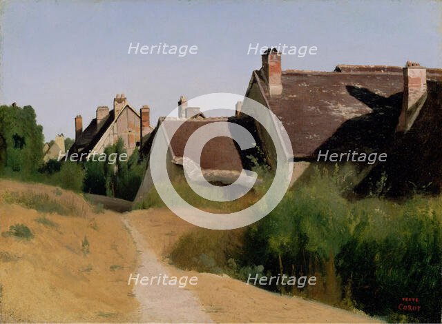 Houses near Orléans (Maisons aux Environs d'Orléans), about 1830. Creator: Jean-Baptiste-Camille Corot.